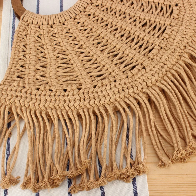 Handtasche mit gefranstem Makramee-Design Skanto