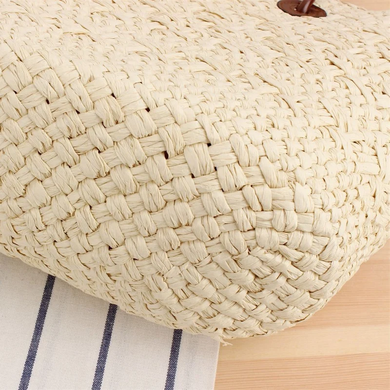 Handgemachte Strandtasche mit braunen Ledergriffen Skanto
