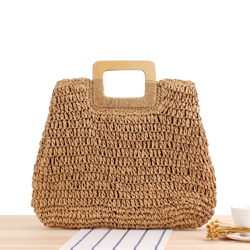 Handgemachte Korbtasche mit modernem Holzgriff Skanto