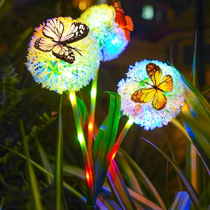 Dekorative Solar-LED-Pusteblumen-Erdspießleuchten mit Schmetterlingsdetails Skanto