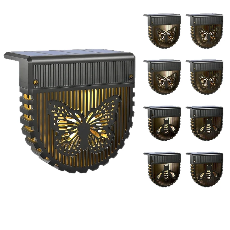 Dekorative Solar-Wandlaternen mit lasergeschnittenen Bienen- und Schmetterlingsmotiven Skanto