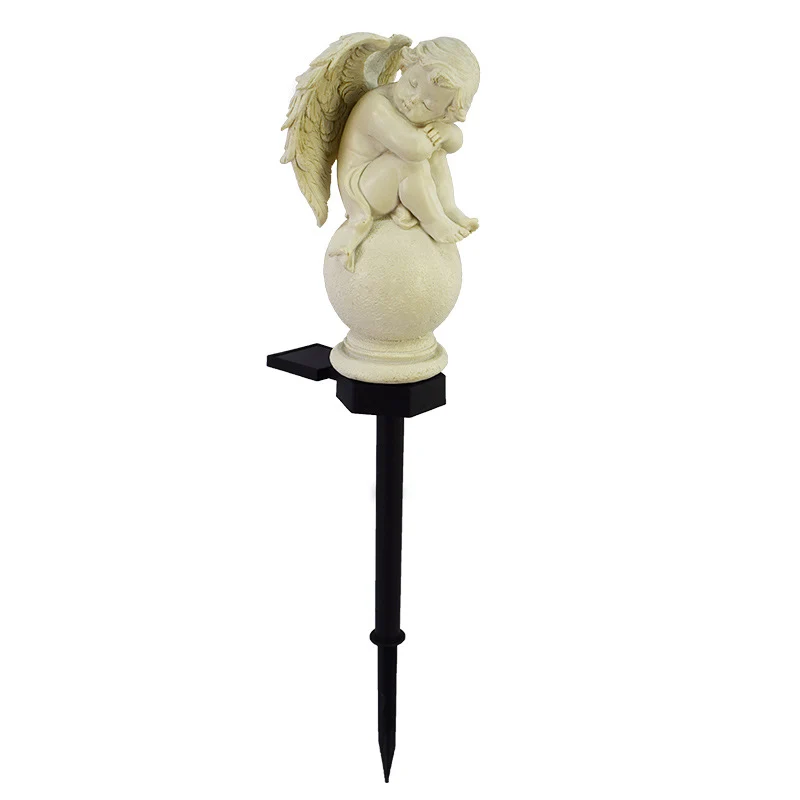 Dekorative Solar-Gartenstecker-Statue, Mädchenfigur aus Harz mit integrierter Solar-LED und wetterfestem Erdspieß Skanto