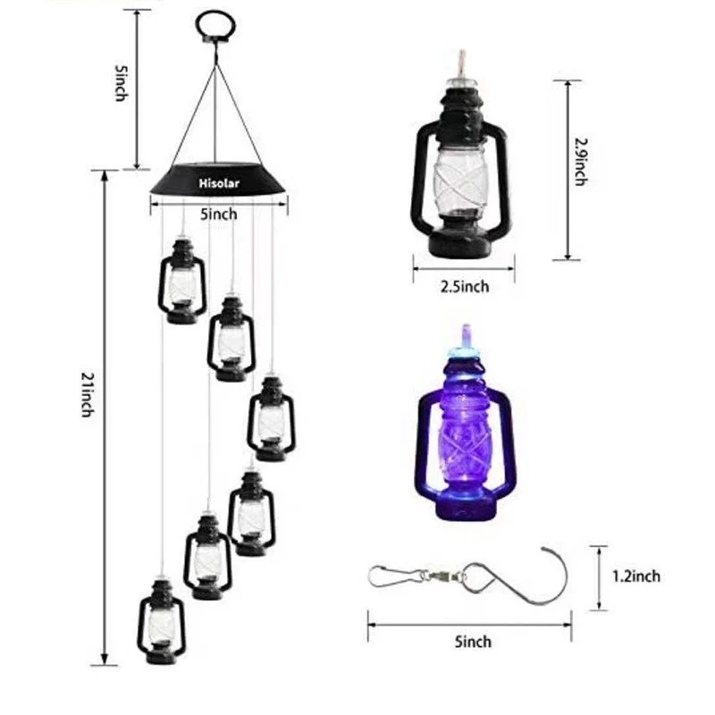 Solarbetriebenes hängendes Kolibri-LED-Windspiel mit farbwechselnden RGB-Acrylvögeln und wetterfestem Oberteil Skanto