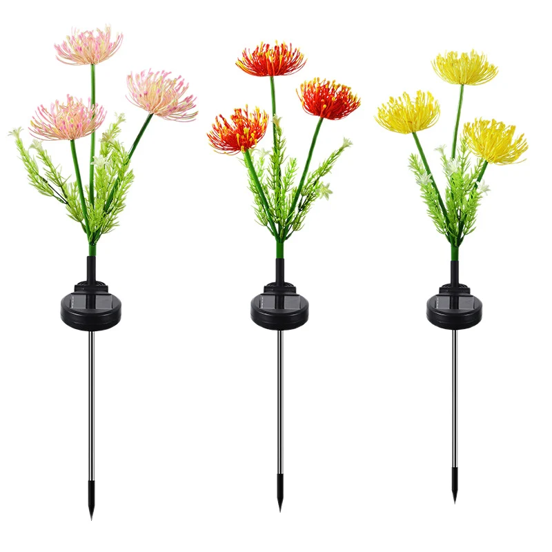 Skanto Solar-LED-Chrysanthemen-Gartensteckerleuchten mit integriertem Photovoltaikpanel, flexiblem Stiel und Dämmerungssensor Skanto