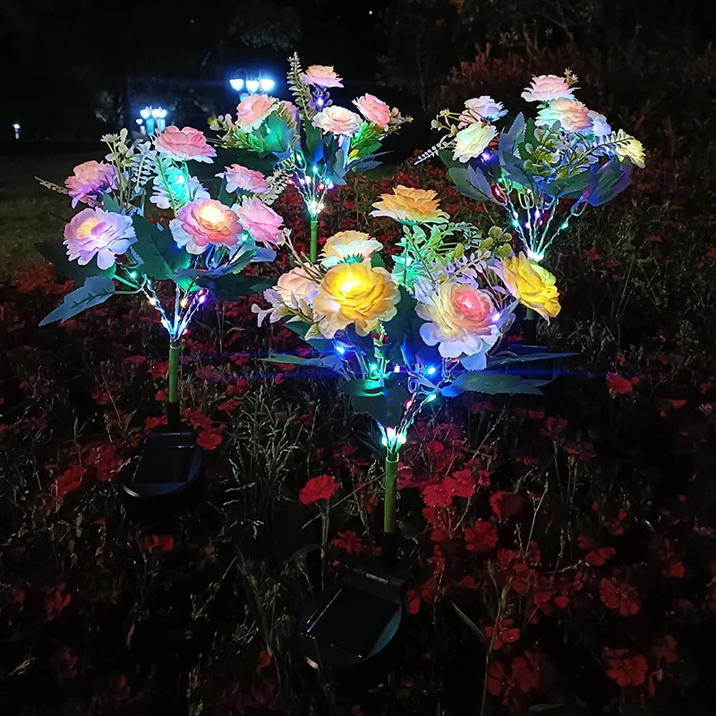 Solarbetriebener realistischer Pfingstrosen-Gartenstecker mit integrierter warmer LED und wetterfester Basis Skanto