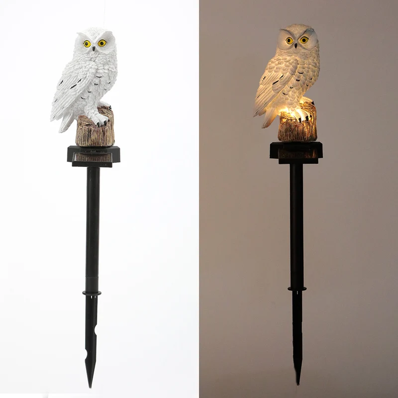 Solarbetriebene Eulen-Gartenstecker-Leuchte mit realistischer Harzskulptur und automatischer Dämmerungs-LED Skanto