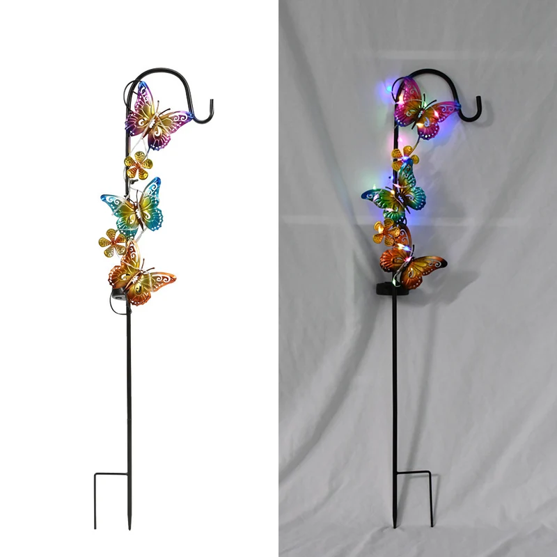 Solar-LED-Schmetterlings-Gartenstecker, dekoratives Metall-Gartenornament Skanto