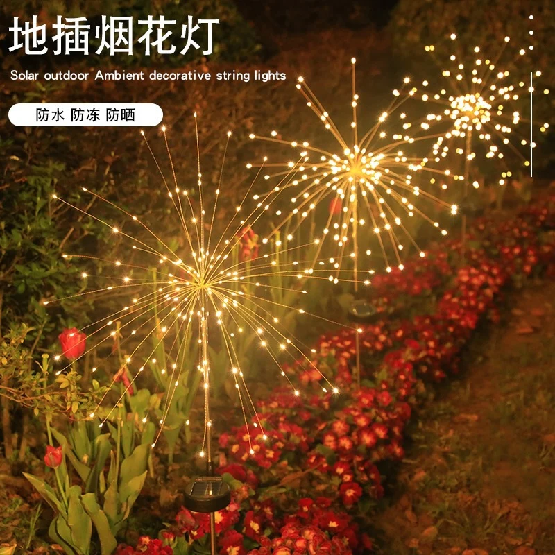 Skanto Solar-Feuerwerk-Gartenstecker-LED-Sternenlicht mit teleskopischem Edelstahlspieß Skanto