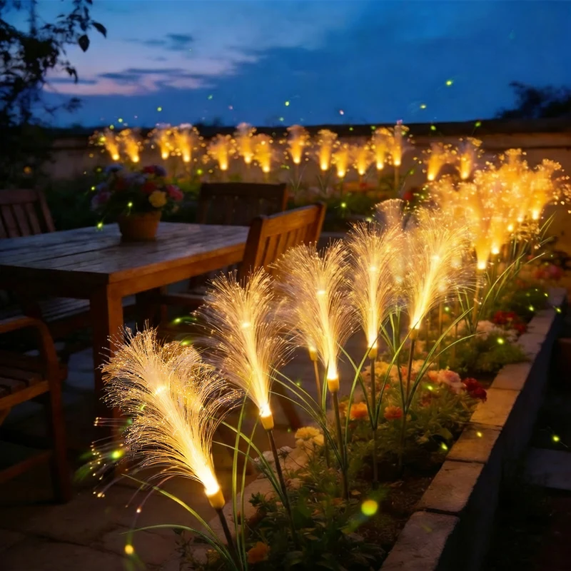Skanto Solar-Glasfaser-Gartenwegleuchten mit warmen LED-Flexibel-Erdspießen Skanto