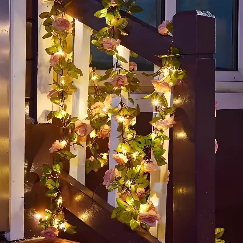 Romantische Rosenranken-LED-Girlande mit Mikro-Lichtern und wetterfestem flexiblem Stiel Skanto