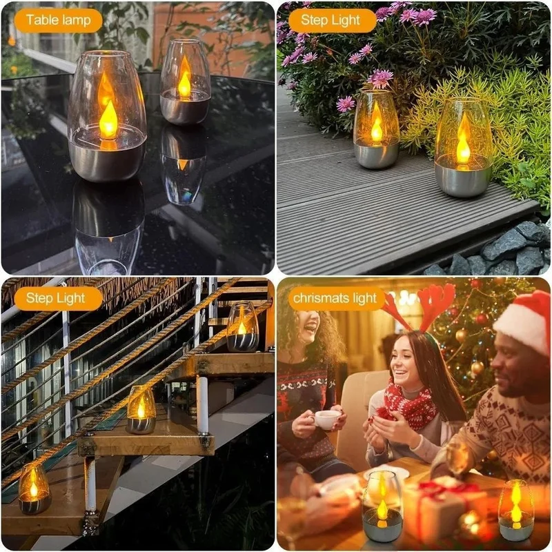 LED-Flammenlose Glas-Votivlaterne von Skanto mit realistischem Flackereffekt und Metallsockel Skanto