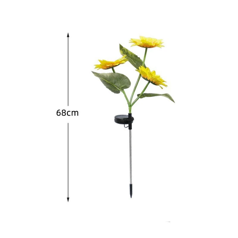 Lebhafter Sonnenblumen-LED-Gartenstecker mit Dämmerungssensor & wetterfestem Erdspieß Skanto