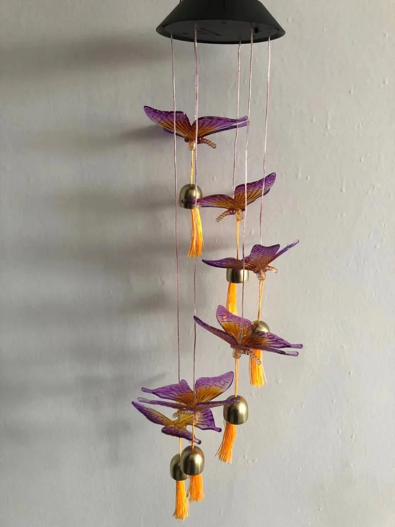 LED-Solar-Schmetterlings-Windspiel Garten-Hängeleuchte Skanto
