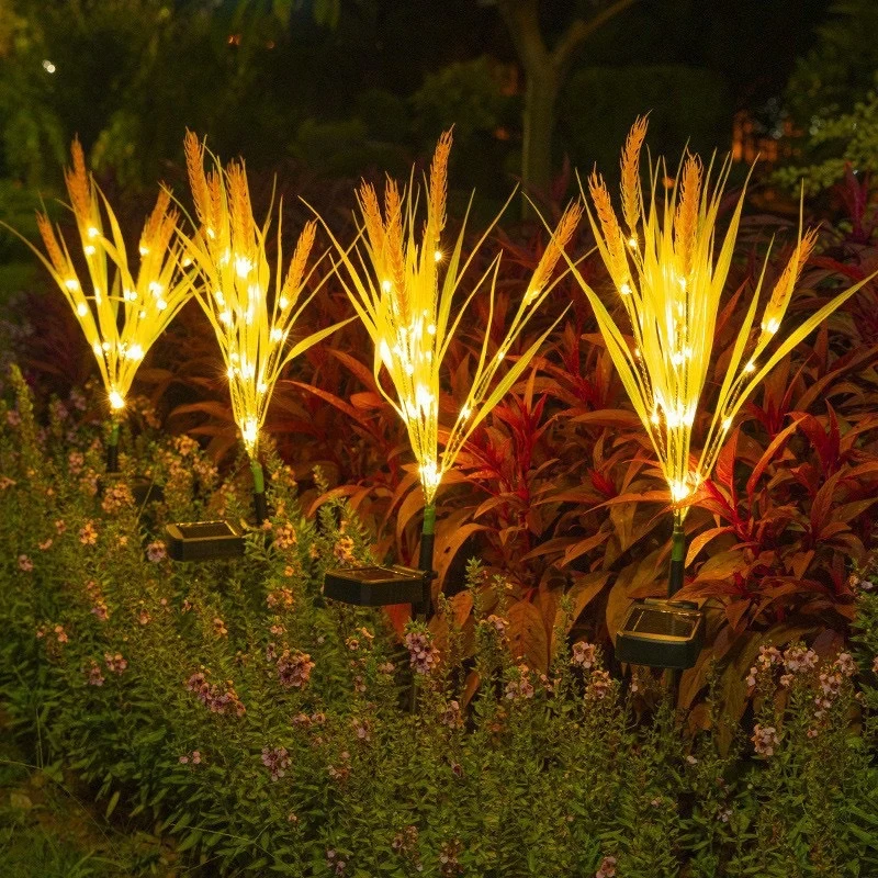 LED-beleuchtete realistische Weizengras-Gartensteckerleuchten dekorative Landschaftscluster Skanto