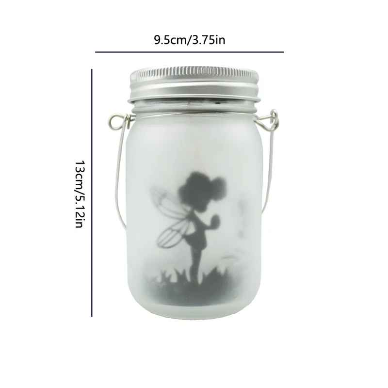 Hängende mattierte Mason Jar Solar-LED-Feen-Silhouette-Laterne mit Seilgriff und dynamischer LED-Lichterkette Skanto