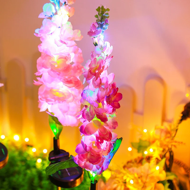 Dekorativer hoher künstlicher Delphinium-Gartenstecker mit Edelstahlspieß und verstellbarem Clip Skanto