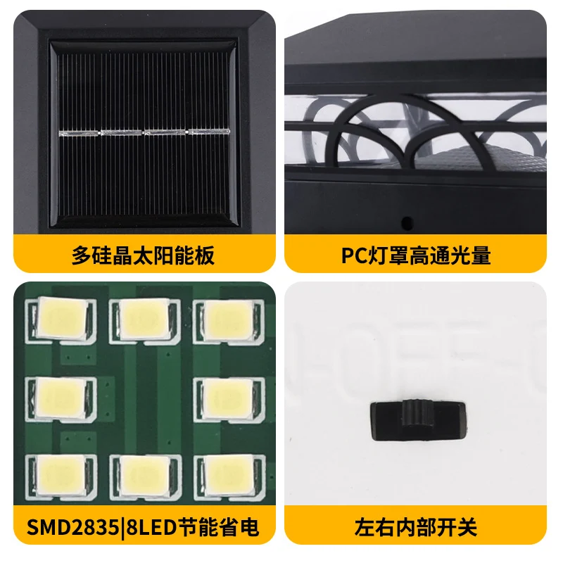 Dekorativer Solar-LED-Quadratpfostenaufsatz mit Gittermuster und Zwei-Modus Warm- & Kaltbeleuchtung Skanto