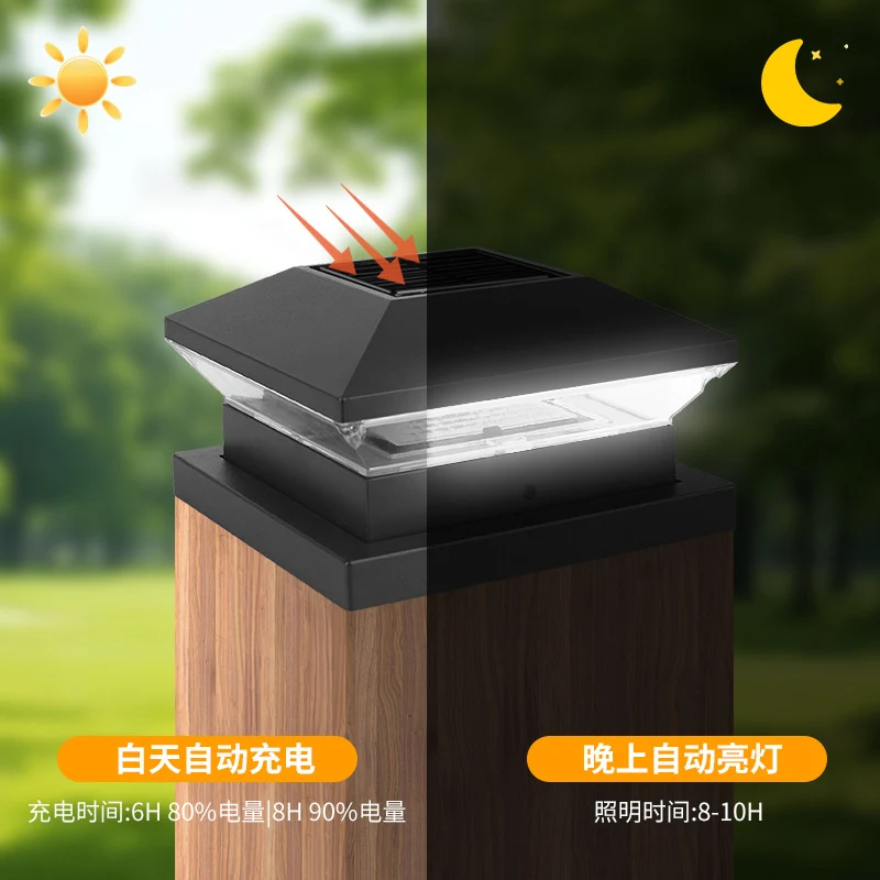 Dekorativer Solar-LED-Quadratpfostenaufsatz mit Gittermuster und Zwei-Modus Warm- & Kaltbeleuchtung Skanto