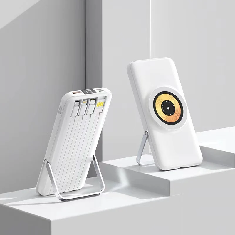 Multifunktionale Powerbank mit kabellosem Ladegerät und integriertem Ständer Skanto