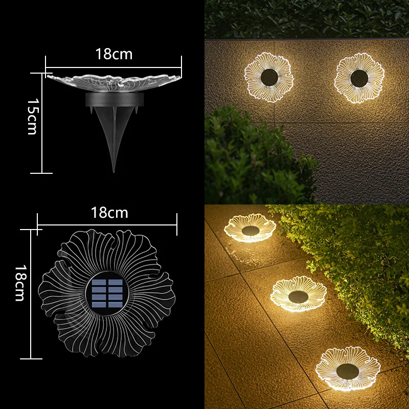 Dekoratives Solar-Acryl-Blütenblatt Gartenstecker Licht Skanto