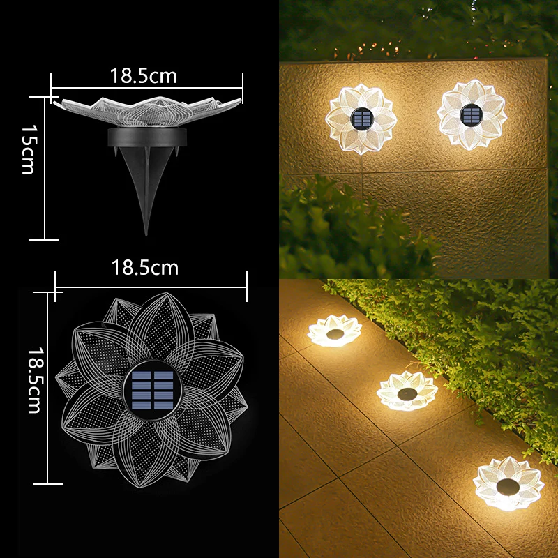 Dekoratives Solar-Acryl-Blütenblatt Gartenstecker Licht Skanto