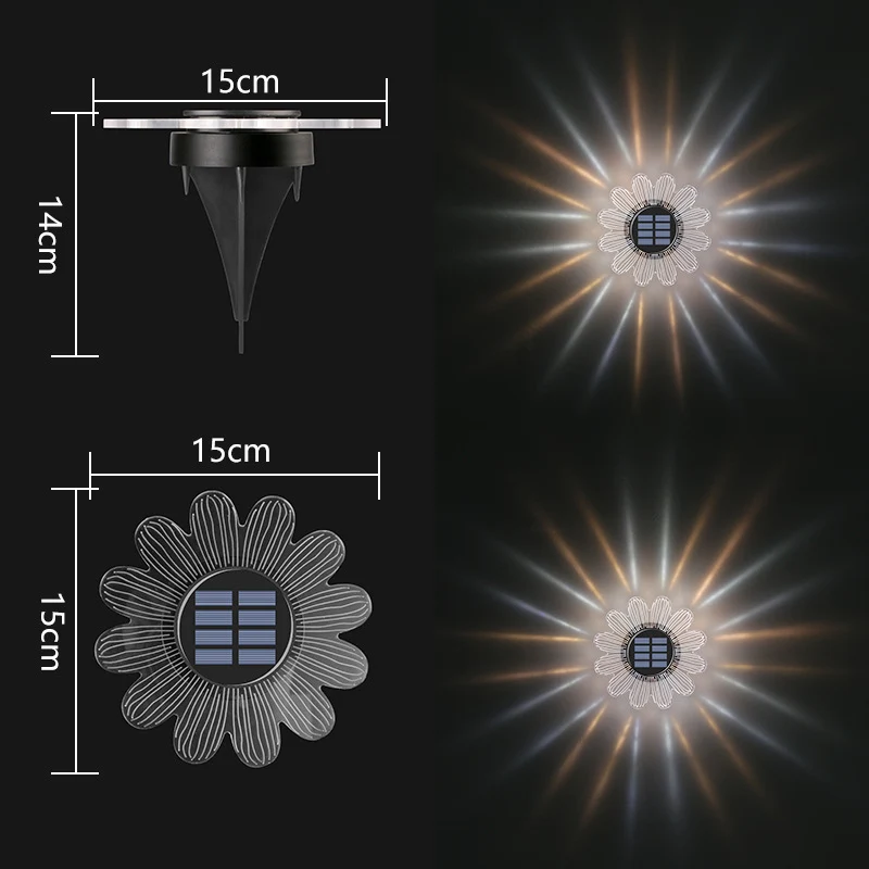 Dekoratives Solar-Acryl-Blütenblatt Gartenstecker Licht Skanto