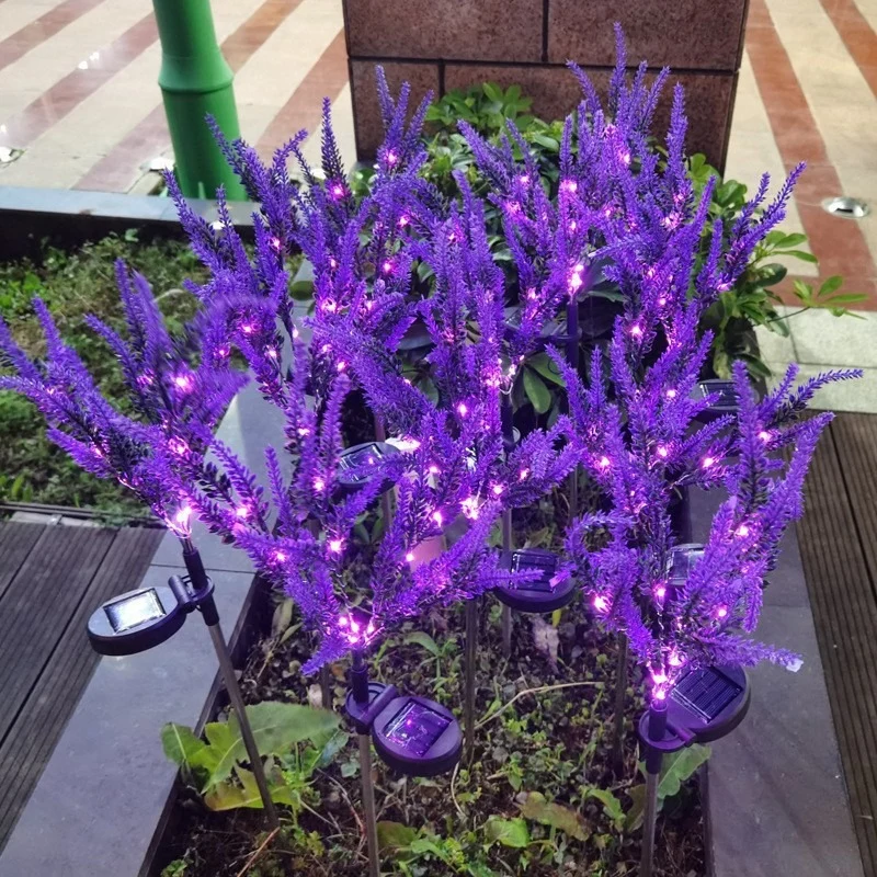 Solarbetriebene simulierte Lavendelblüten-Gartenstecker mit spießmontierter Steuerung Skanto