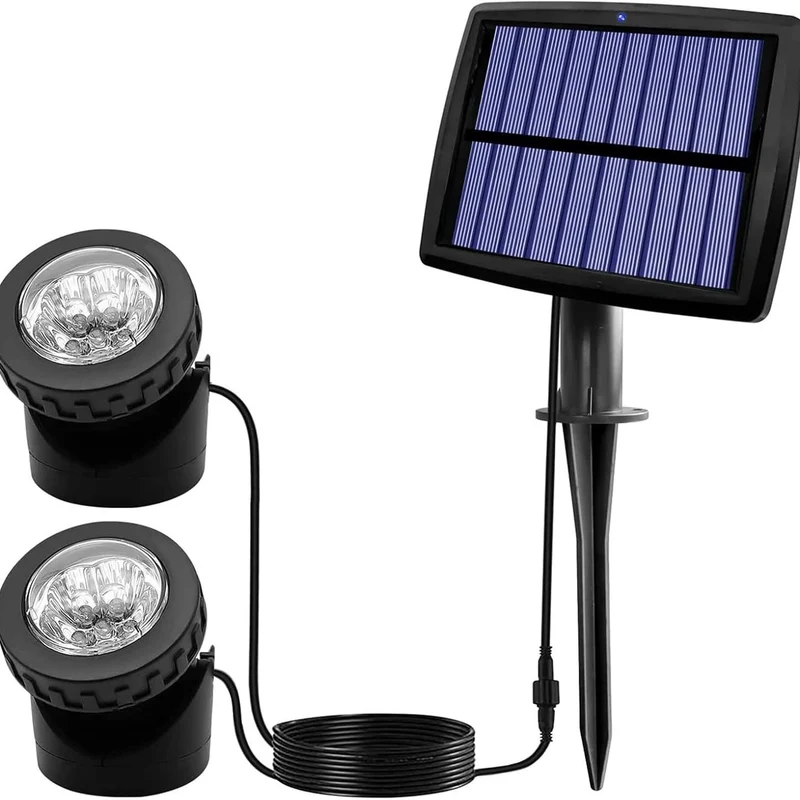 Verstellbare Solar-Gartenstrahler für den Außenbereich mit externem Photovoltaik-Panel und verstellbarem Erdspieß Skanto