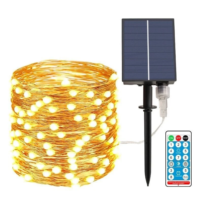 Solar-Kupferdraht-Lichterkette mit zwei Erdspießen Skanto