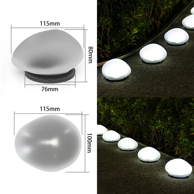 Wiederaufladbare LED-Kieselwegleuchten, wasserdichter Gartenakzent Skanto