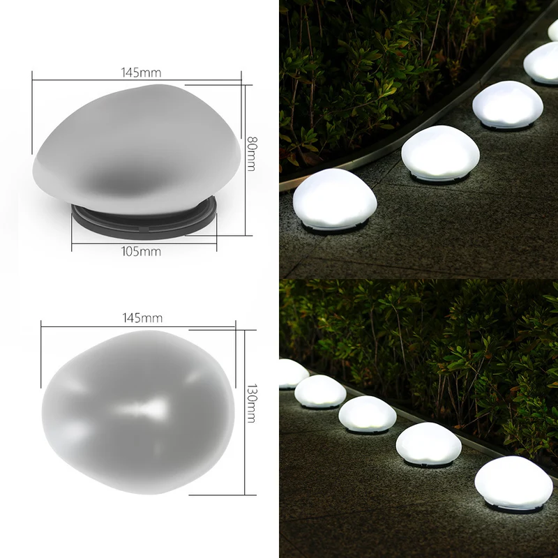Wiederaufladbare LED-Kieselwegleuchten, wasserdichter Gartenakzent Skanto
