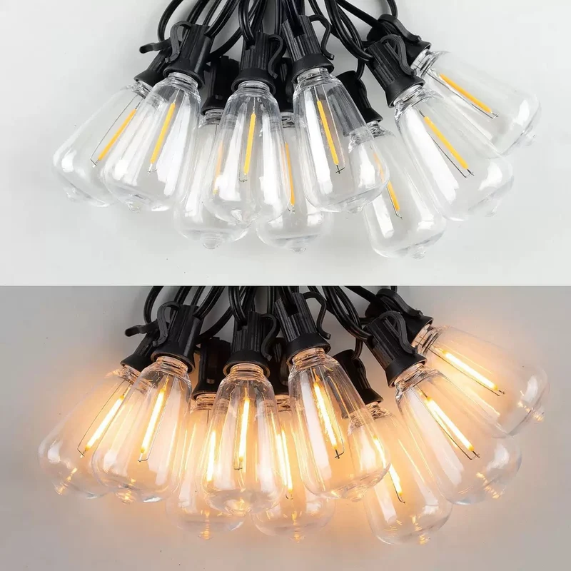 Vintage LED-Lichterkette für den Außenbereich mit bruchsicheren Tropfenbirnen und robusten, wetterfesten Kabeln Skanto
