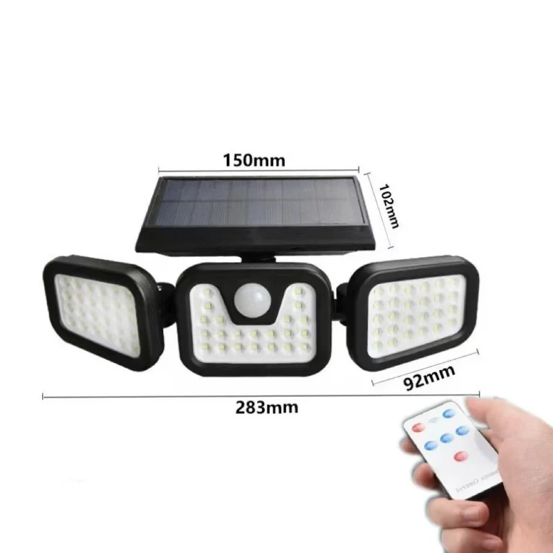Outdoor Solar-Dreifachkopf-LED-Sicherheitsflutlicht mit PIR-Bewegungssensor und verstellbaren Schwenkhalterungen Skanto