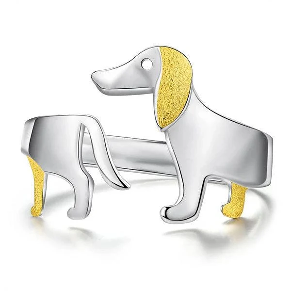 Dackel-Ring aus 925er Silber, verstellbar | Skanto