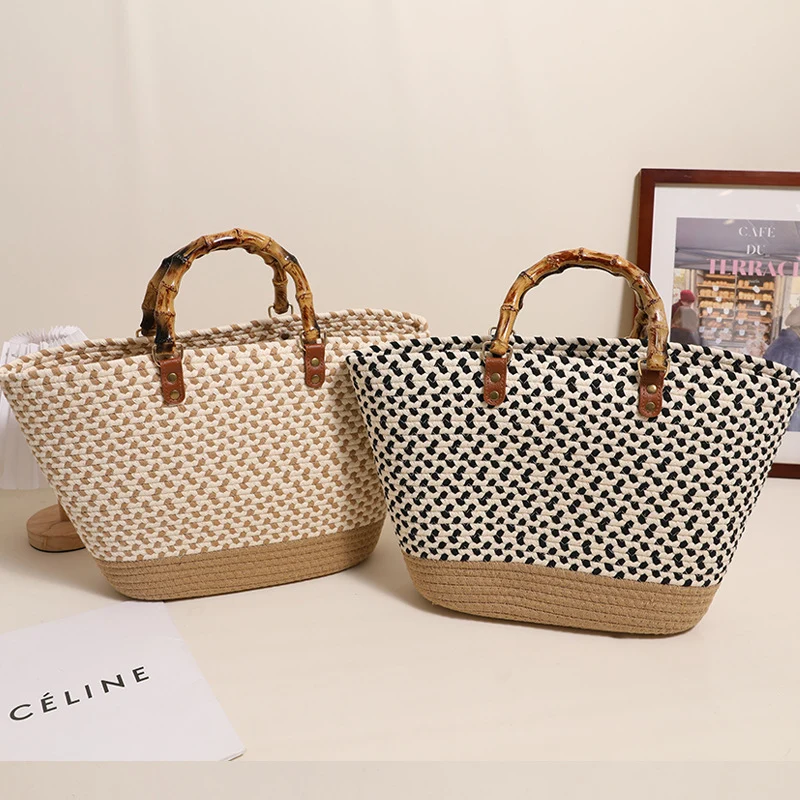 Eleganter Stroh-Shopper mit Bambusgriffen Skanto