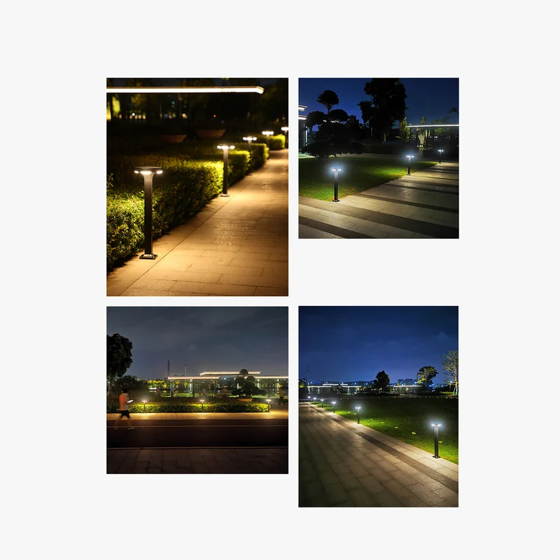 Solarbetriebene flache LED-Wegeleuchte mit zwei Downlights und Ankerbasis Skanto