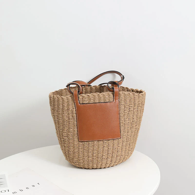 Korbtasche mit elegantem Lederdetail Skanto