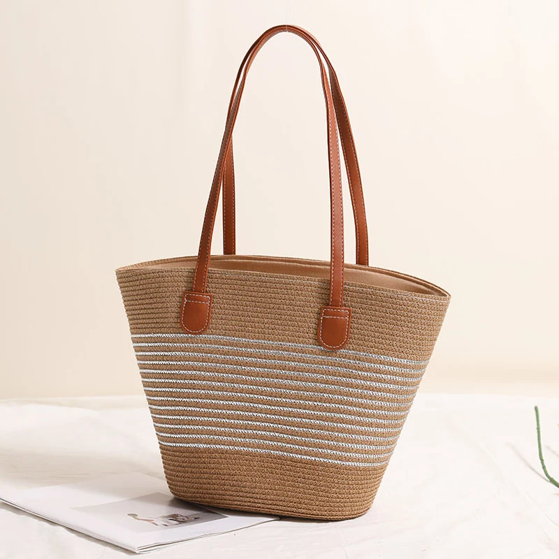 Elegante gewebte Tasche mit Lederakzenten Skanto