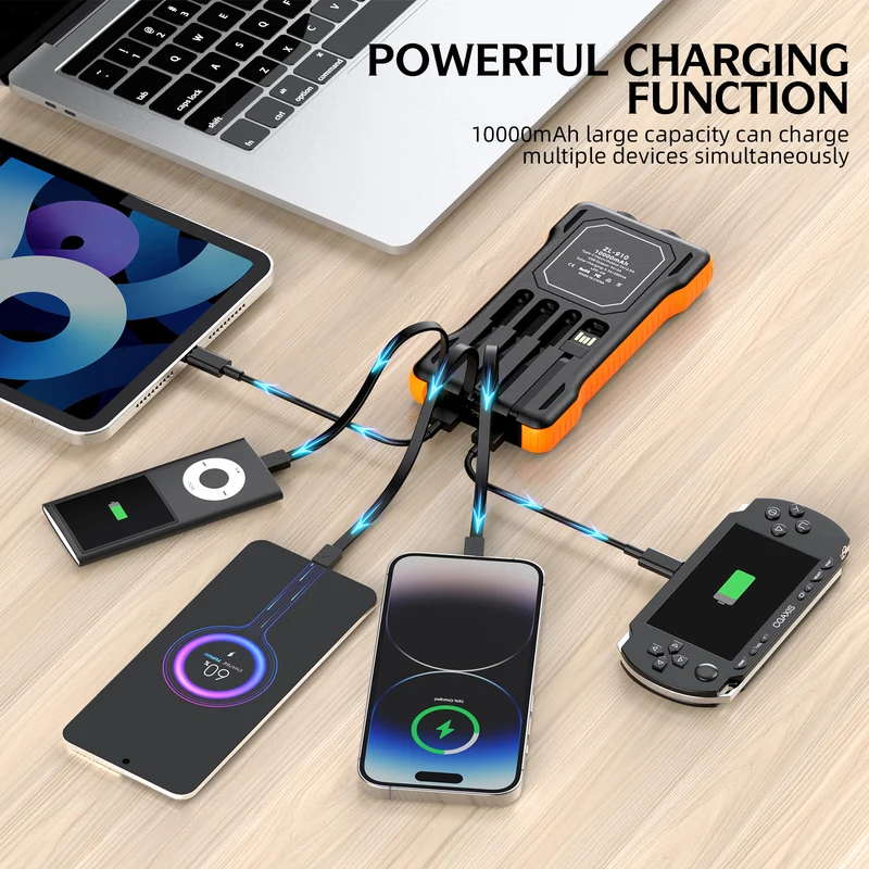 Hochleistungs-Solar-Powerbank mit multifunktionalen Ladekabeln Skanto