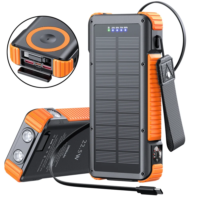 Hochleistungs-Solar-Powerbank mit multifunktionalen Anschlüssen und LED-Display Skanto