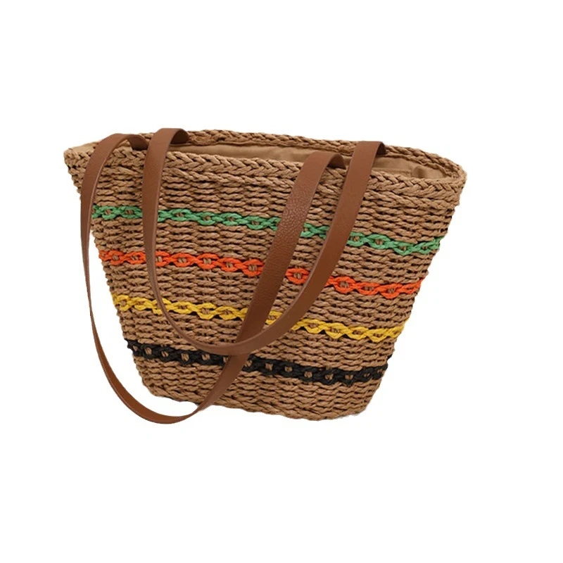 Trendige Strohtasche mit farbigen Details Skanto