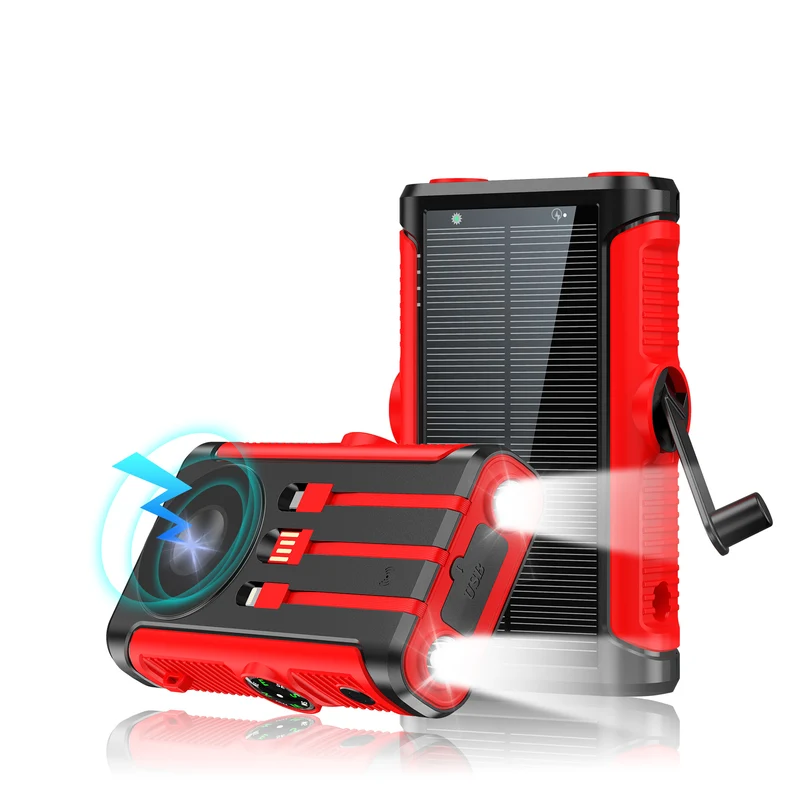 Tragbare Solar-Powerbank mit integriertem Handkurbel-Ladegerät Skanto