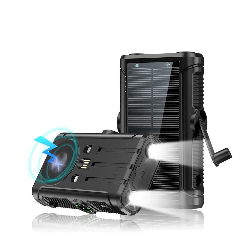 Tragbare Solar-Powerbank mit integriertem Handkurbel-Ladegerät Skanto