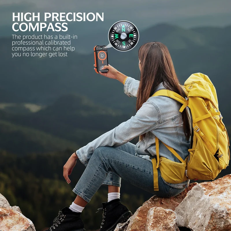 Tragbare Solar-Powerbank mit LED-Licht und Kompass Skanto