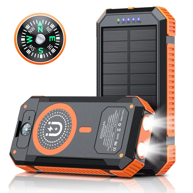 Tragbare Solar-Powerbank mit LED-Licht und Kompass Skanto