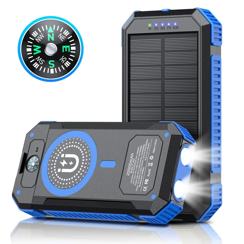 Tragbare Solar-Powerbank mit LED-Licht und Kompass Skanto