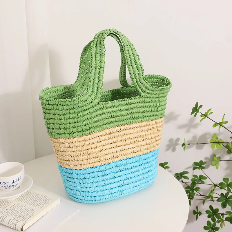 Handgemachte, strapazierfähige Strandtasche mit fröhlichem Zickzackmuster Skanto