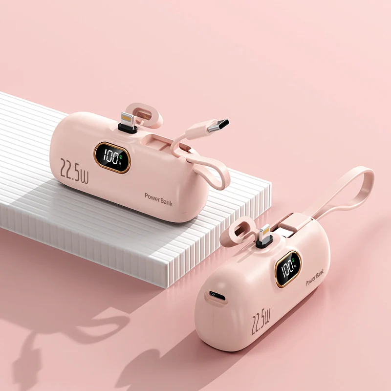 Tragbare Powerbank mit Schnellladekabel und LED-Anzeige Skanto