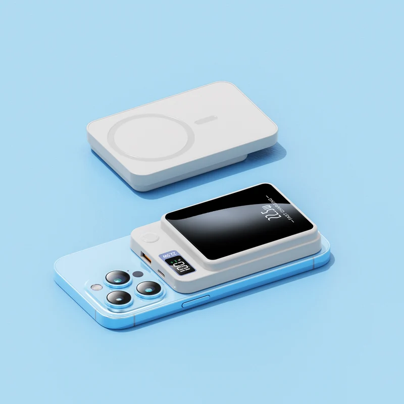 Tragbare Schnelllade-Powerbank mit LED-Display und kabellosem Laden Skanto