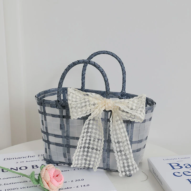 Handgemachte Korbtasche mit eleganter Schleifenapplikation Skanto
